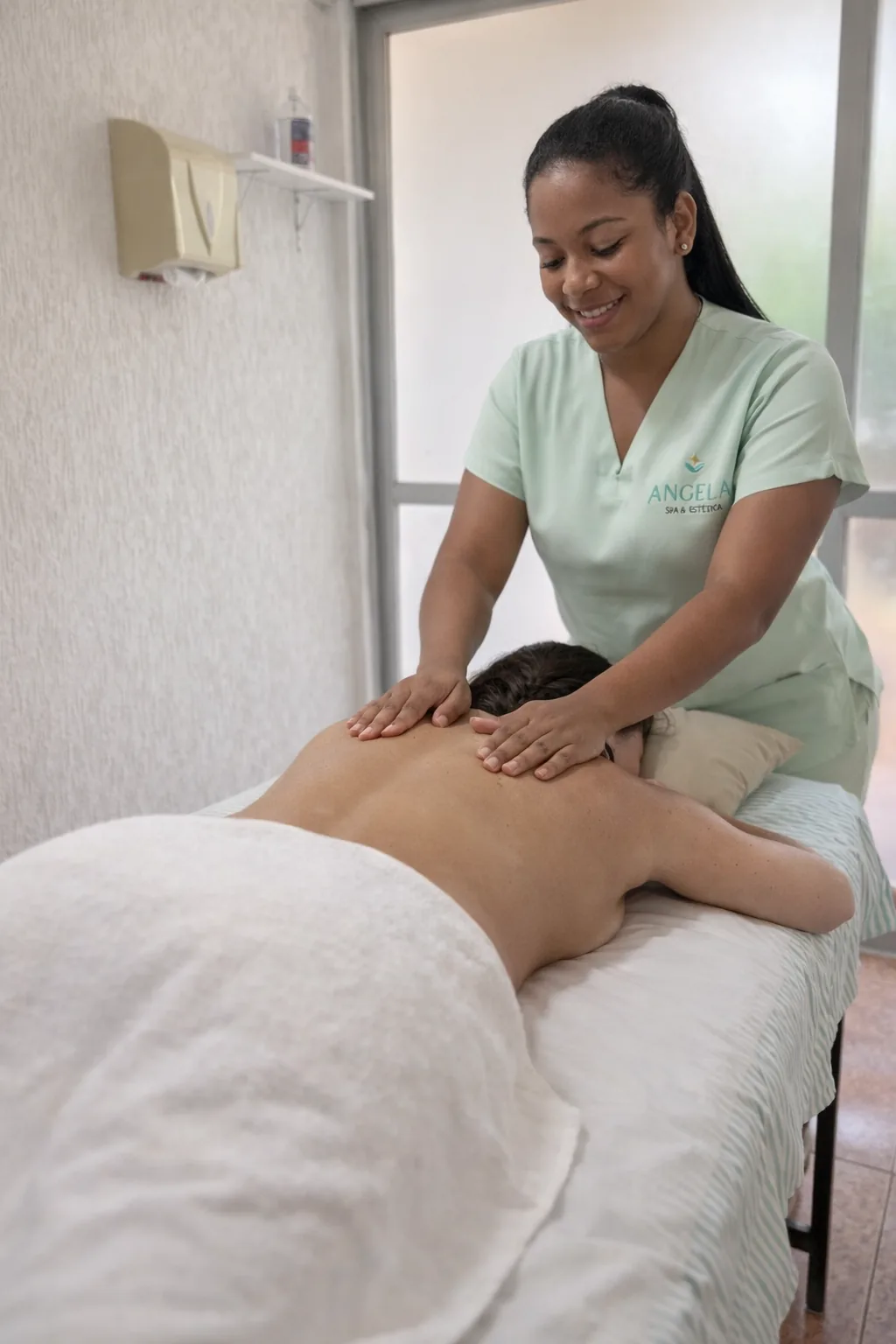 Sessão de massagem terapêutica na Angela Spa